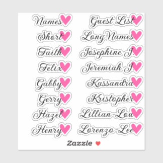 Sticker 16 Noms Liste d'invités personnalisée Calligraphie