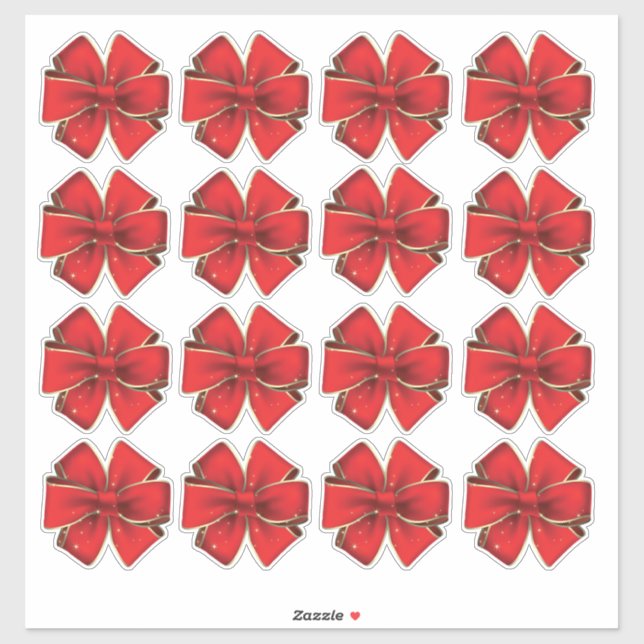 Sticker 16 Red Bows Kiss Cut Package Envelope Cadeau 3 pou (Feuille)