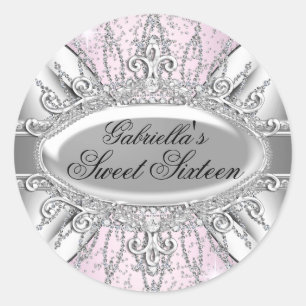 Sticker 16 rose et argent étincelant Diamond Sweet