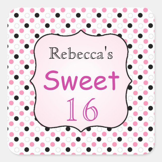Sticker 16 Sweet noir, rose, blanc pois (Devant)