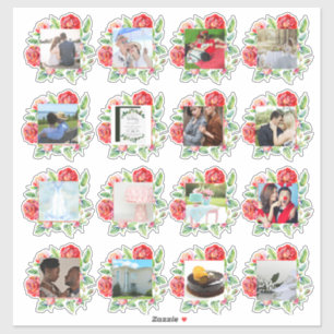 Sticker 16 x MARIAGE PHOTO Journal Planificateur Roses rou