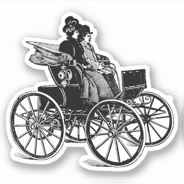 Sticker 1800 Victorienne femme Carriage Wagon Art (Devant)