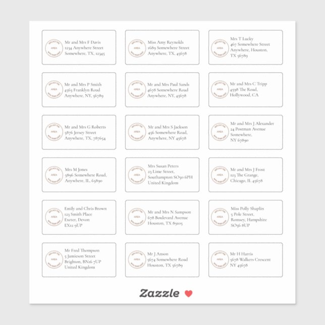 Sticker 18 Adresse de nom individuel Serif Logo d'entrepri (Feuille)