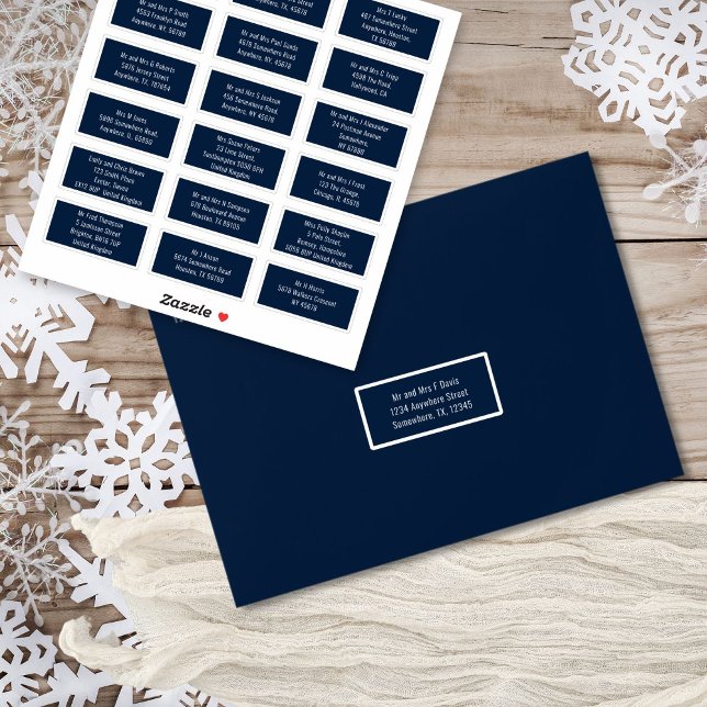 Sticker 18 Nom du bénéficiaire individuel Adresse Marine W (Handy Sheets of 18 recipients names and addresses. Easy to personalise.)