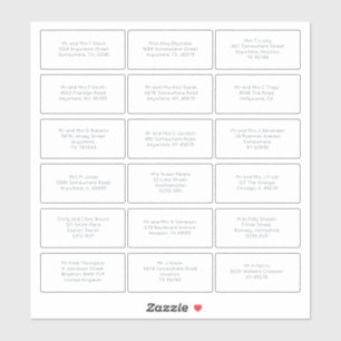 Sticker 18 Nom individuel Adresse Mariage Invité Simple