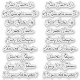 Sticker 18 Noms d'invités Écriture Calligraphique Monolign