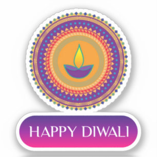 Sticker #1.Joyeux Diwali la fête des lumières de l'Inde L