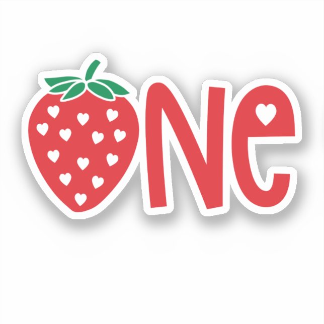 Sticker 1er anniversaire Une fraise (Recto)