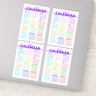 Sticker 2024 Arc-en-ciel coloré plein année Calendrier men