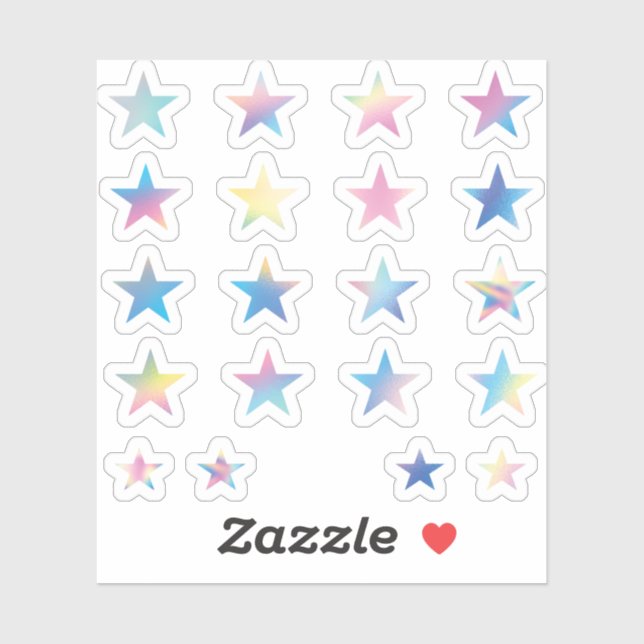 Sticker 20 Étoiles Pastel Rainbow Hologram Planner (Feuille)