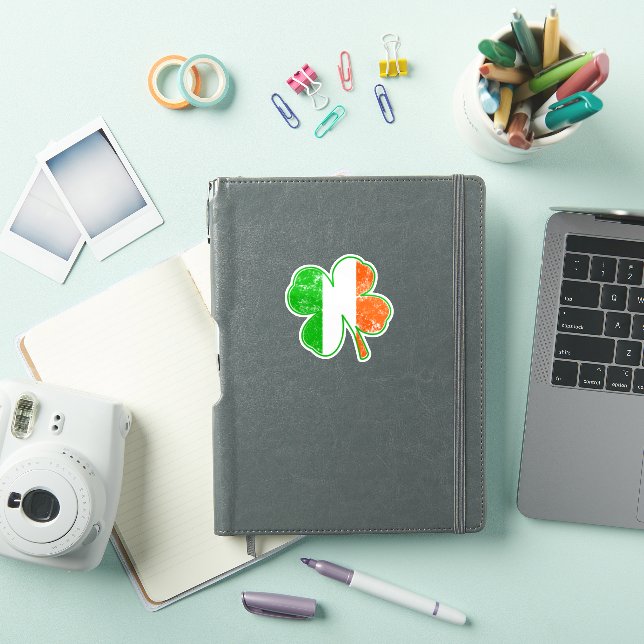 Sticker 20 Petits Shamrocks Irlandais Drapeau Grunge Style (Couverture iPad)
