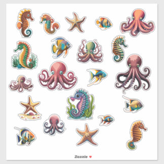 Sticker 21 Multi Pack Sea World Fish Starefish etc