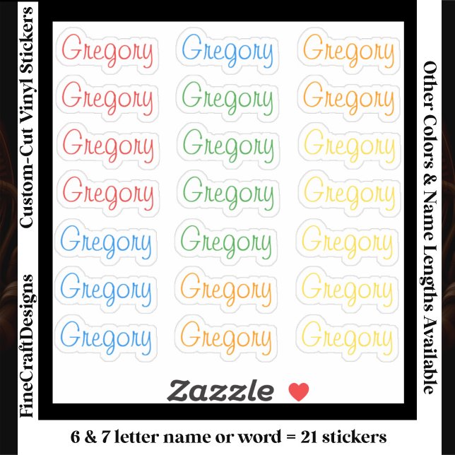 Sticker 21 Personnalisé Moderne 6/7 Lettres Nom Mot Lumine (Créateur téléchargé)