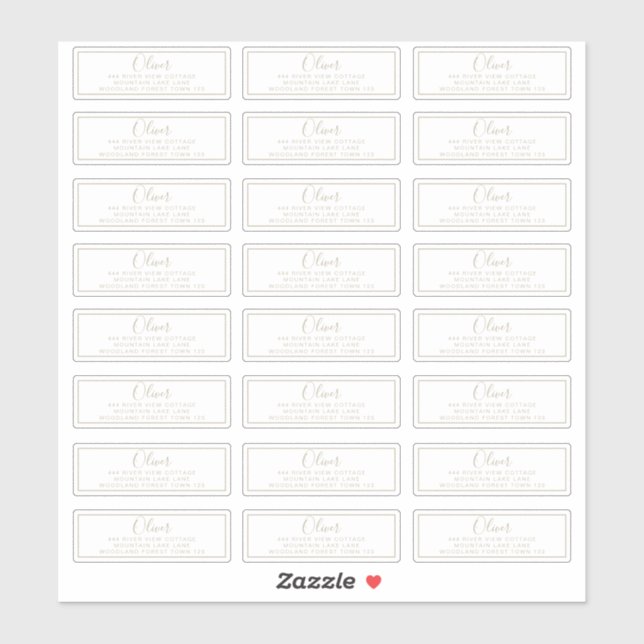 Sticker 24 x Adresse de retour Signature classique OR Blan (Feuille)