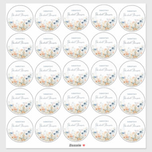 Sticker 25 Fleurs sauvages aquarelle bleu poussiéreux pour