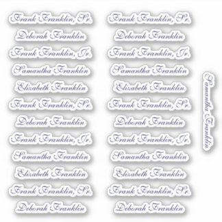 Sticker 25 Noms d'invités Élégant Marine Anglais P Calligr
