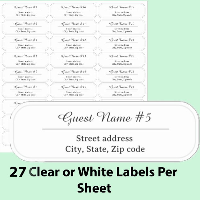 Sticker 27 Custom Clear or White Wedding Guest Address  (Créateur téléchargé)