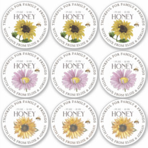 Sticker 2,5" Fleur en forme de bâton Merci Miel pour la fa