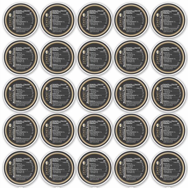 Sticker 2,5" Honey Nutrition Facts Fleur sauvage Black Dai (Devant)