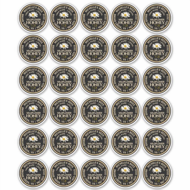Sticker 2" Honey Standard Mason Jar Canning Lid avec margu (Devant)