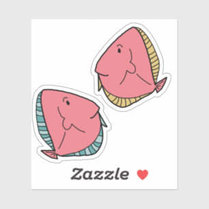 Sticker 2 Rose avec nageoires vertes Vert avec nageoires j