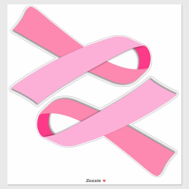 Sticker 2-Up Sensibilisation au cancer du sein Ruban rose (Feuille)