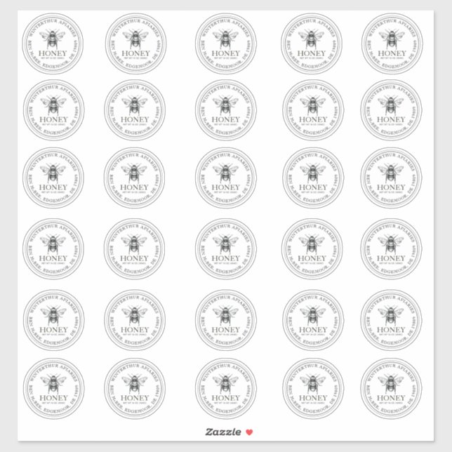 Sticker 2" Votre nom ici Editable White Honey Jar Bee (Feuille)