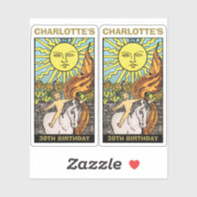 2 x 30e anniversaire Sun Tarot Card Nom et photo
