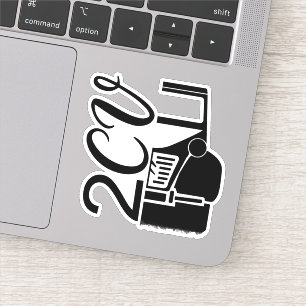 Sticker 2CV Deux Chevaux Black Chic Script Police Typograf