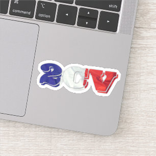 Sticker 2CV Deux Chevaux Rouge Blanc Bleu Français