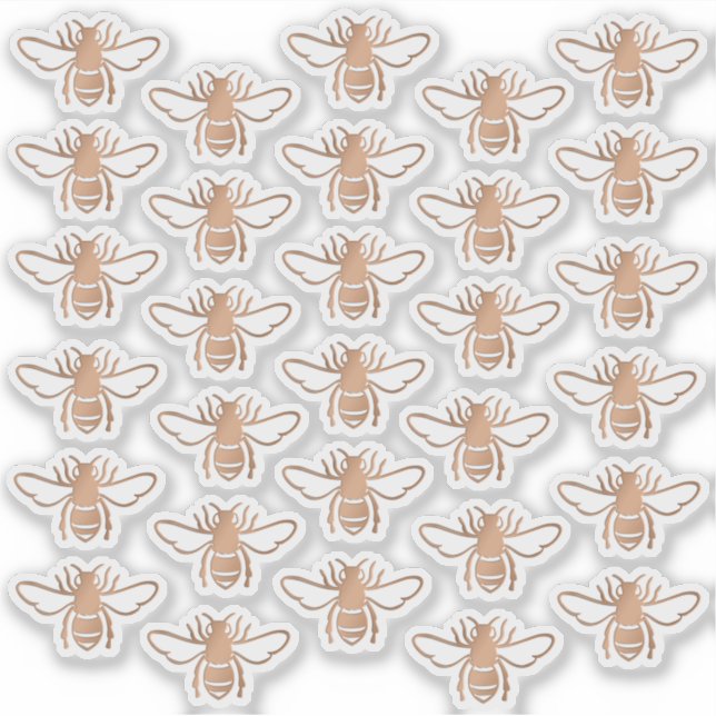 Sticker 30 abeilles à miel en cuivre métallique de style E (Devant)