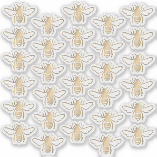 Sticker 30 abeilles à miel métallique de style Embossé (Devant)