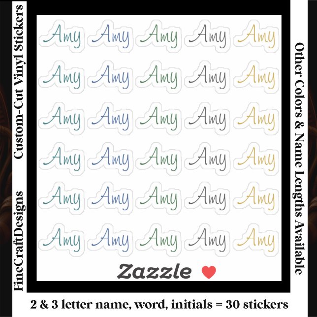 Sticker 30 Custom Modern Short Name Word Initials Neutral  (Créateur téléchargé)