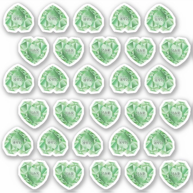 Sticker 30 Emerald Heart Watercolor Ajouter un Mariage de  (Devant)
