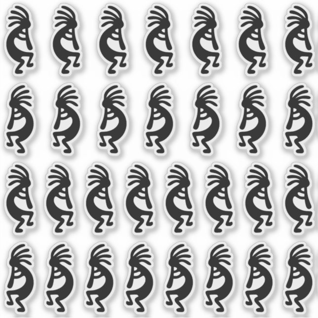 Sticker 30 Formes Kokopelli Noir Modernes (Devant)