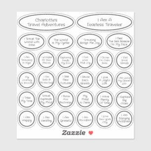Sticker 30 mignon Modèle d'Affirmation Voyage Noir & Blanc