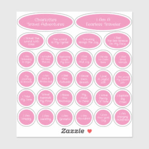 Sticker 30 mignon Modèle d'Affirmation Voyage rose et blan