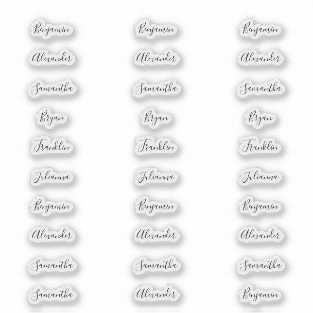 Sticker 30 Noms Individuels Moins De 1 Pouce De Large (Devant)