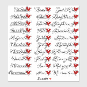 Sticker 30 Noms Liste d'invités personnalisée Calligraphie