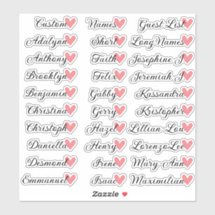 Sticker 30 noms Liste personnalisée d'invités Calligraphie