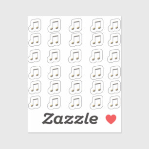 Sticker 30-Stickers Metallic Gold 3D Music Double Notes
