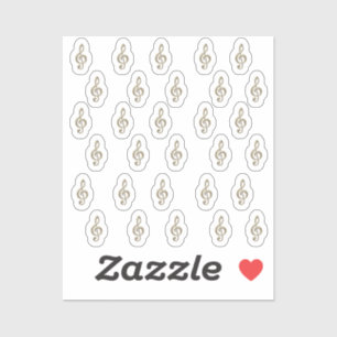 Sticker 30-Stickers Metallic Gold 3D Music Treble Clefs