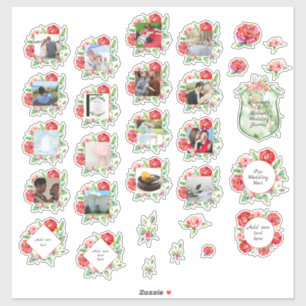 Sticker 30 x MARIAGE Journal Planificateur Red Roses Texte