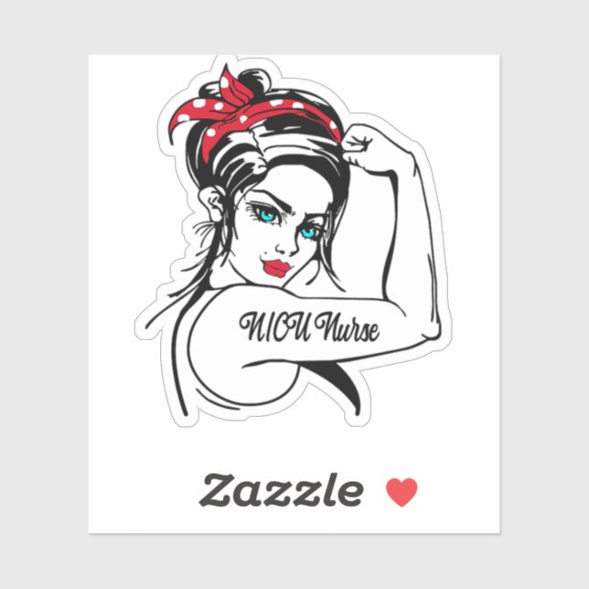 Sticker 39.Nicu Nurse Nicu Nurse Rosie The Riveter Pin Up (Feuille)