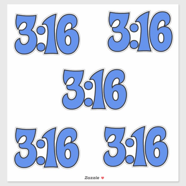 Sticker 3:16, 5 pack d'autocollants (Feuille)