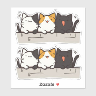 Sticker 3 Cute Happy Kawaii Chibi Chats
