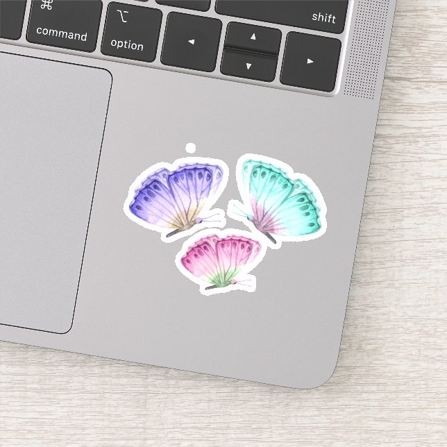 Sticker 3 Jolies papillons d'aquarelle Pastel (Détail)