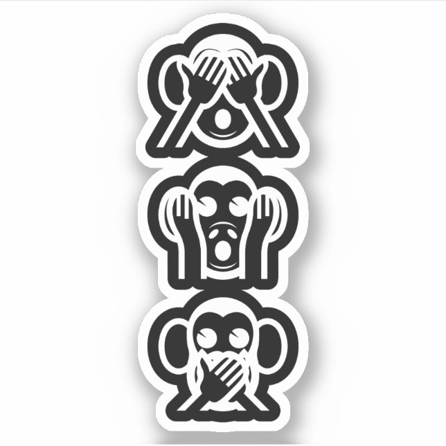 Sticker 3 Singes Sages Emoji (Devant)