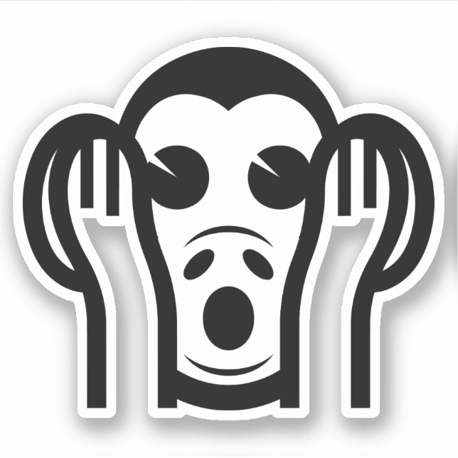 Sticker 3 Singes Sages Kikazaru 聞 か ざ る N'Écouter AUCUN Em (Devant)