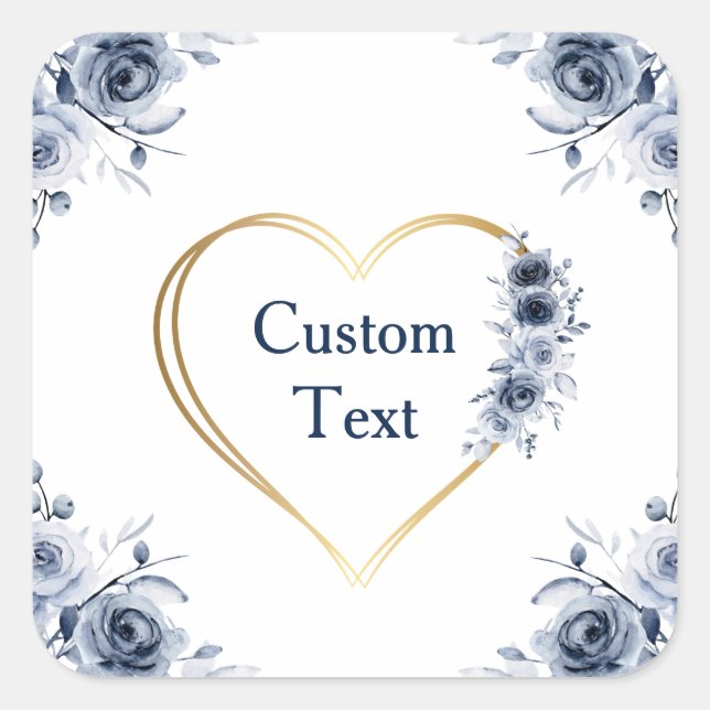 Sticker 3" x3" Blue Floral Custom Text (Front)